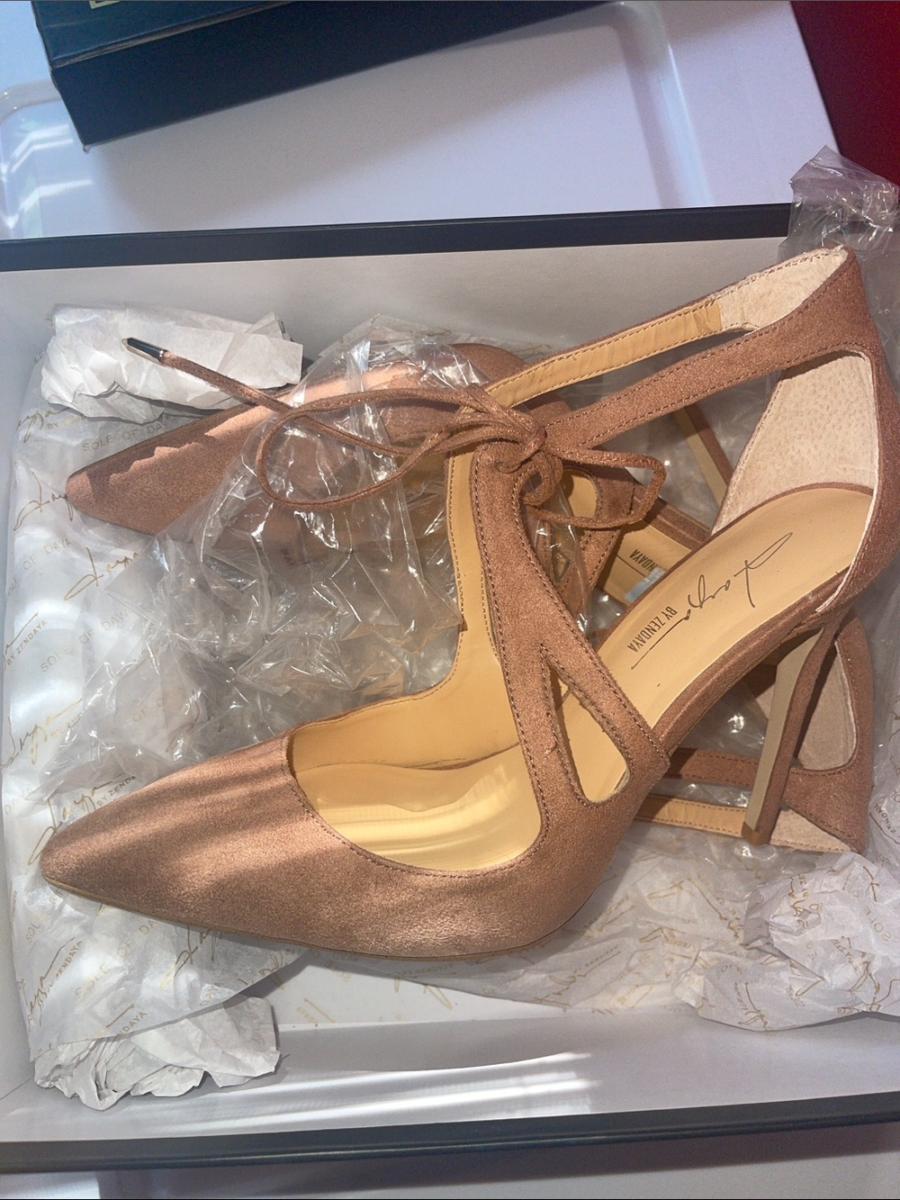 Zendaya Women's Pointed Toe Lace-Up Heels